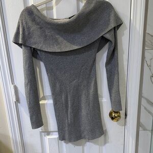 White House Black Market Charcoal Off-Shoulder Sweater